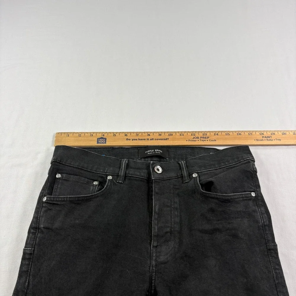 Purple Brand Jeans Mens 34x32 Black P001 Skinny Denim Button Fly - Picture 10 of 15